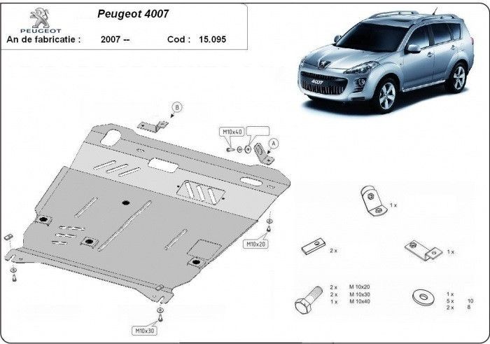 Scut motor metalic Peugeot 4007 2007-2012