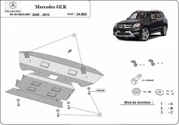 Scut motor metalic Mercedes GLK X204 2008-2015