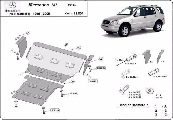 Scut motor metalic Mercedes ML W163 1998-2005