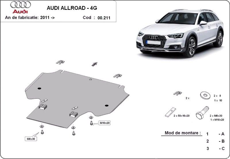 Scut metalic pentru cutie de viteze Audi Allroad C7 2011-prezent