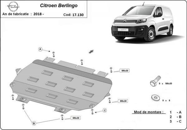 Scut motor metalic Citroen Berlingo 2018-prezent