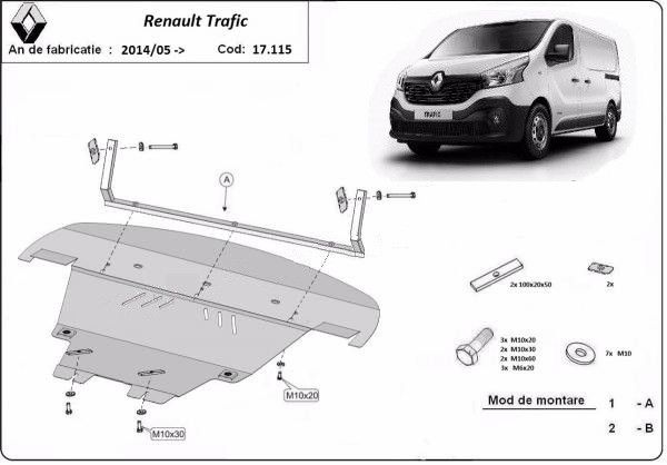 Scut motor metalic Renault Trafic 2014-2021