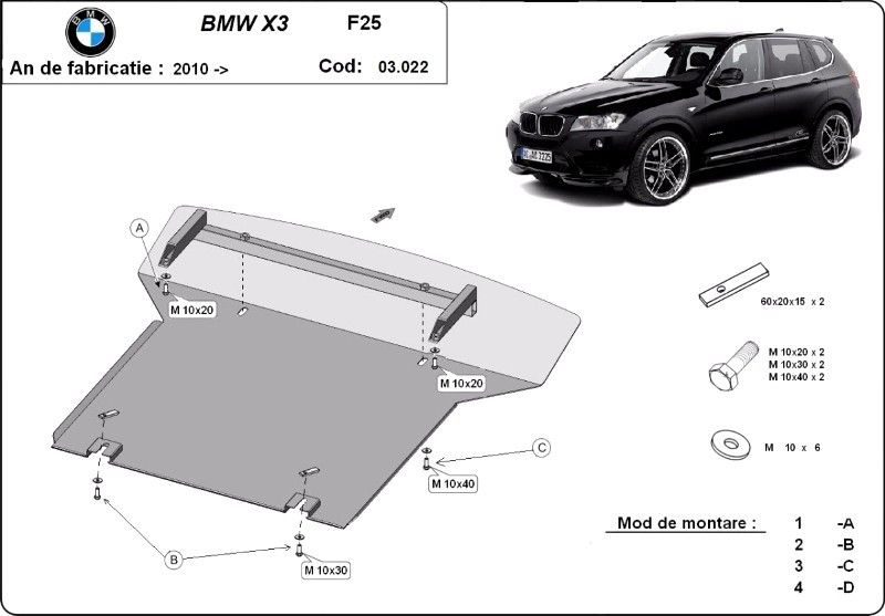 Scut motor metalic Bmw X3 F25 2010-2017