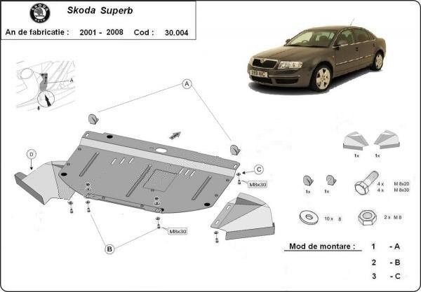 Scut motor metalic Skoda Superb 2002-2008