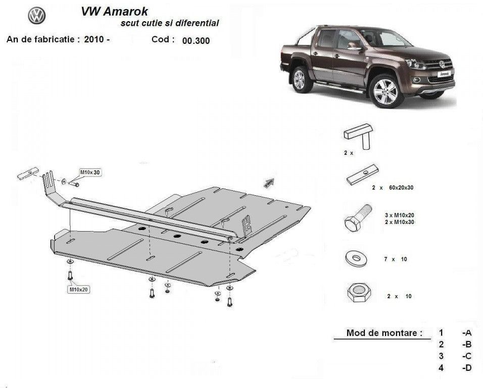 Scut metalic cutie de viteze si diferential VW Amarok 2010-2022