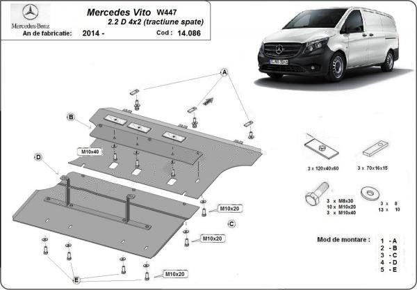 Scut motor metalic Mercedes Vito W447 2.2Diesel, 2X4 2014-prezent