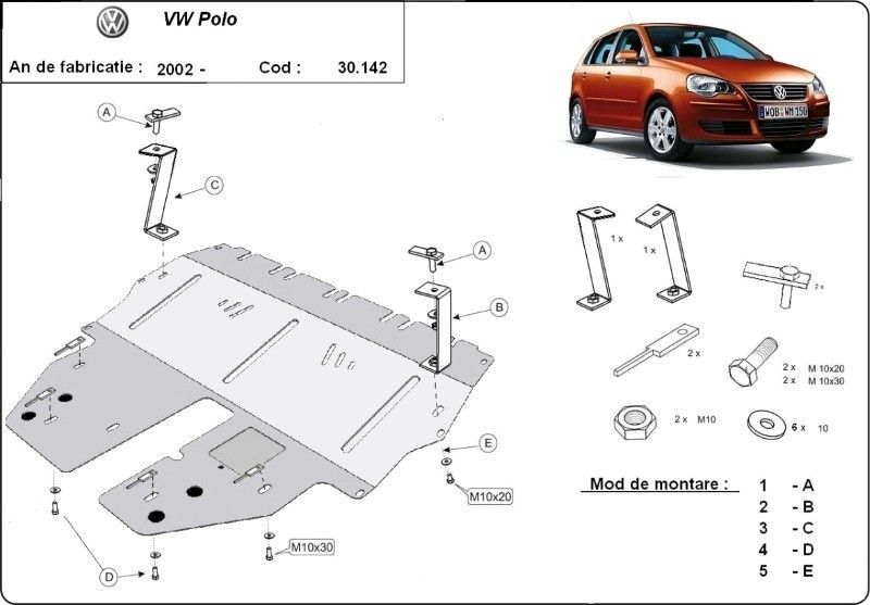 Scut motor metalic VW Polo 9N 2002-2009