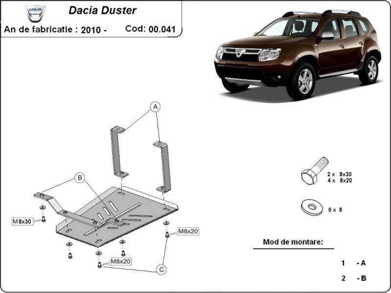 Scut metalic pentru diferential Dacia Duster I 4x4 2010-2013