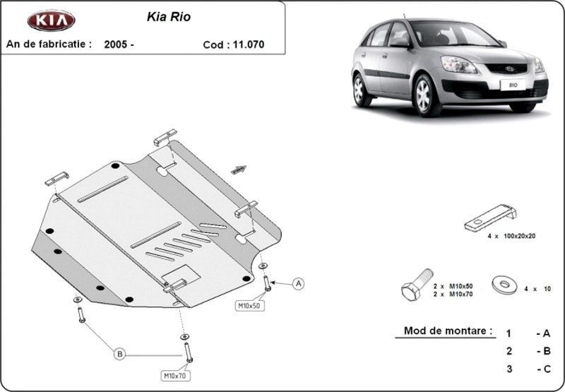 Scut motor metalic Kia Rio II 2005-2011