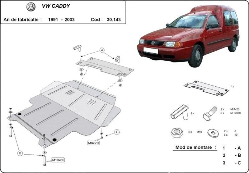 Scut motor metalic VW Caddy 1991-2003