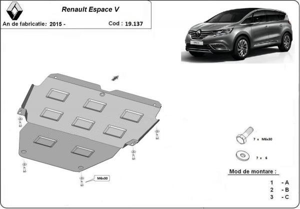 Scut motor metalic Renault Espace V 2015-prezent