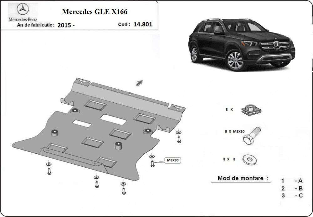 Scut motor metalic Mercedes GLE X166 2015-2018