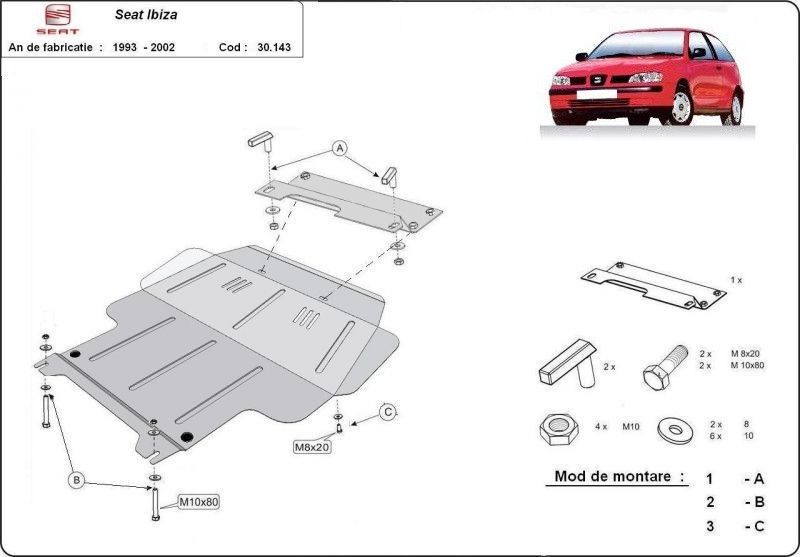 Scut motor metalic Seat Ibiza 1993-2002