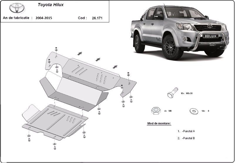 Scut metalic motor si radiator Toyota Hilux 2005-2015