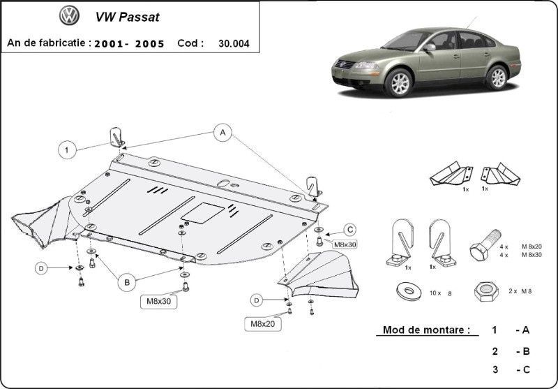 Scut motor metalic VW Passat B5 2000-2005