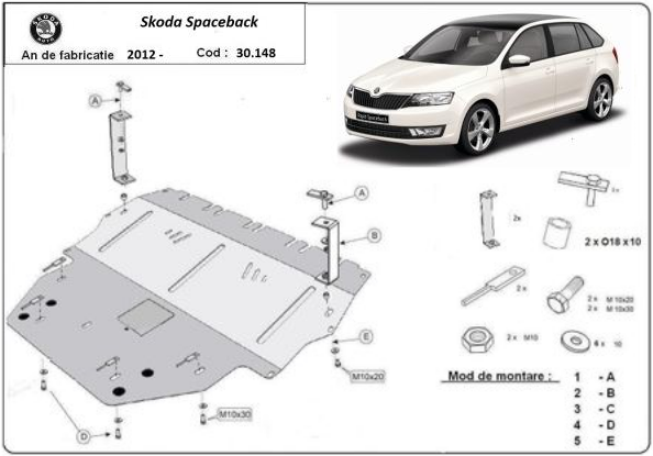 Scut motor metalic Skoda Spaceback 2012-prezent