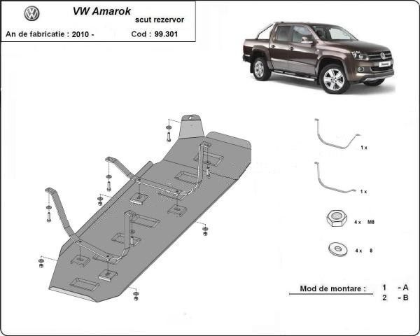 Scut rezervor pentru varianta fara scut de plastic VW Amarok 2010-2022