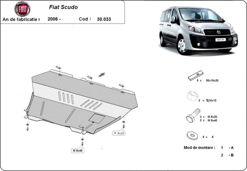 Scut motor metalic Fiat Scudo 2007-2016