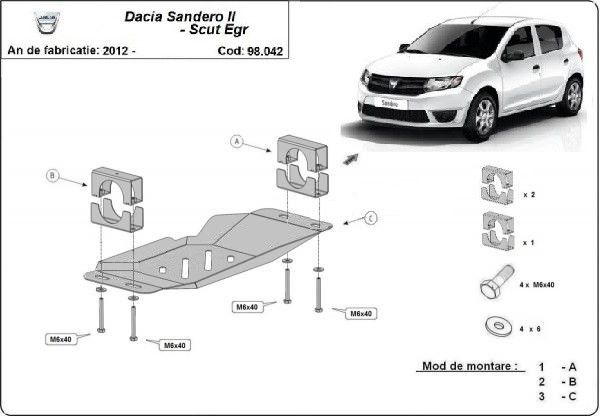 Scut metalic pentru EGR Dacia Sandero II Stop&Go 2013-2020