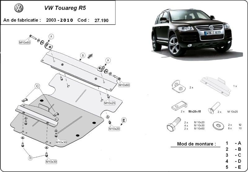 Scut motor metalic VW Touareg 2003-2010