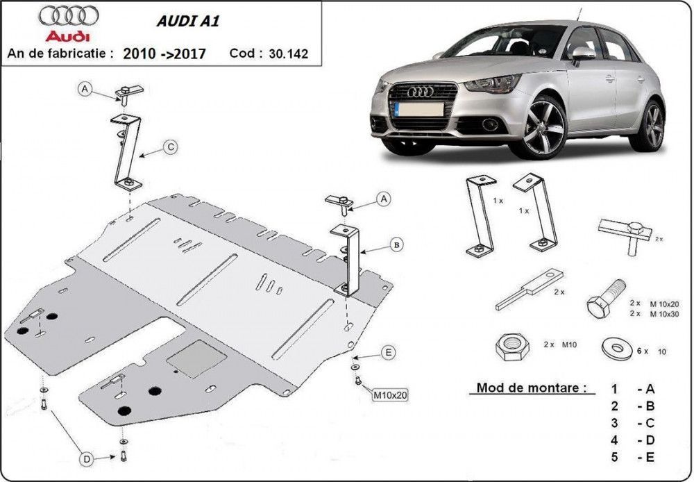 Scut motor metalic Audi A1 8X 2010-2018