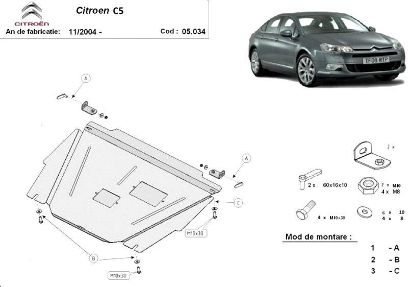 Scut motor metalic Citroen C5 2005-2008