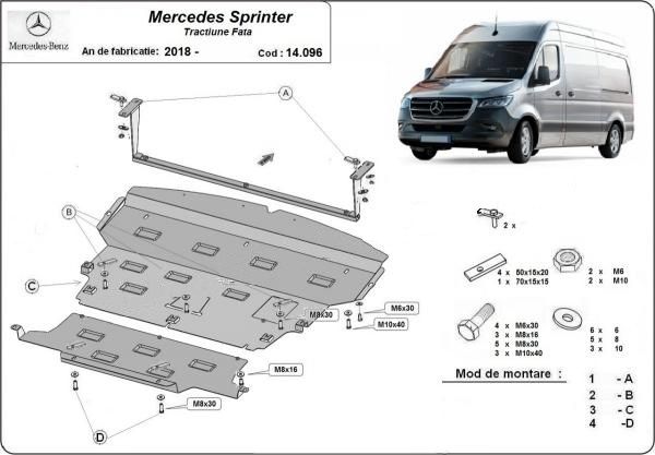 motor mercedes sprinter 2.2 cdi euro 5 Scut motor metalic Mercedes Sprinter Tractiune Fata 2018-prezent