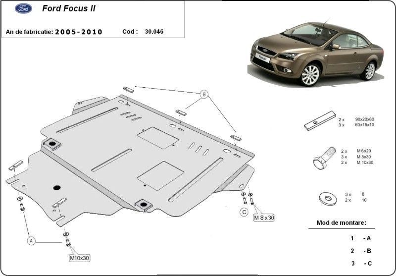 bujii incandescente ford focus 2 1.6 tdci Scut motor metalic Ford Focus II 2004-2011