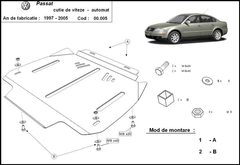 vw passat b5 5 1.9 tdi 131 4motion Scut metalic pentru cutia de viteze automata VW Passat B5 1996-2005