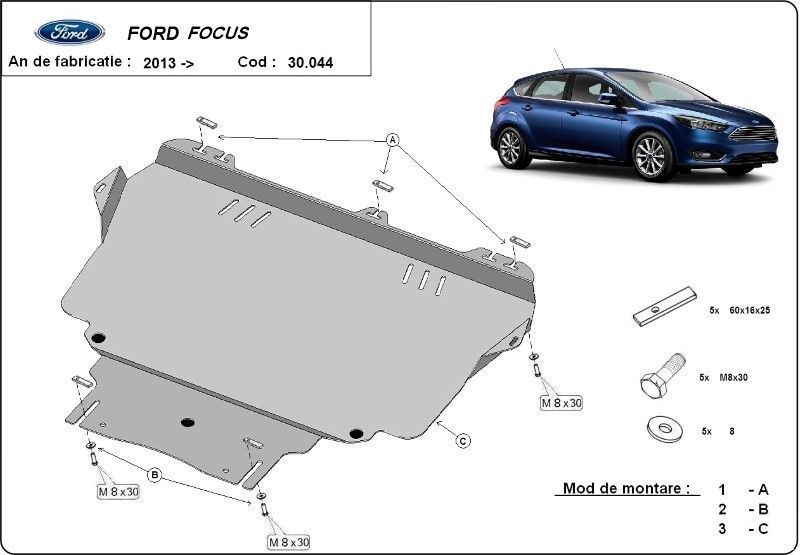 unde se afla senzorul de turatie la ford focus Scut motor metalic Ford Focus III 2011-2018